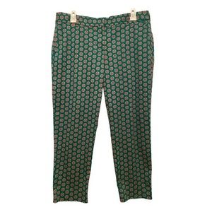 J. Crew Factory Green Patterned Stretch Ankle Pants Size‎ 10